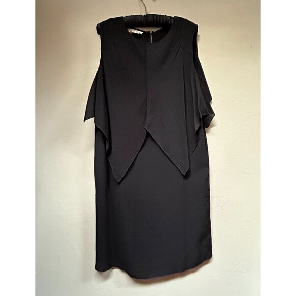 Marni Womens Overlay Cold Shoulder Sheath Dress Sz 44 Black Viscose Office Italy
